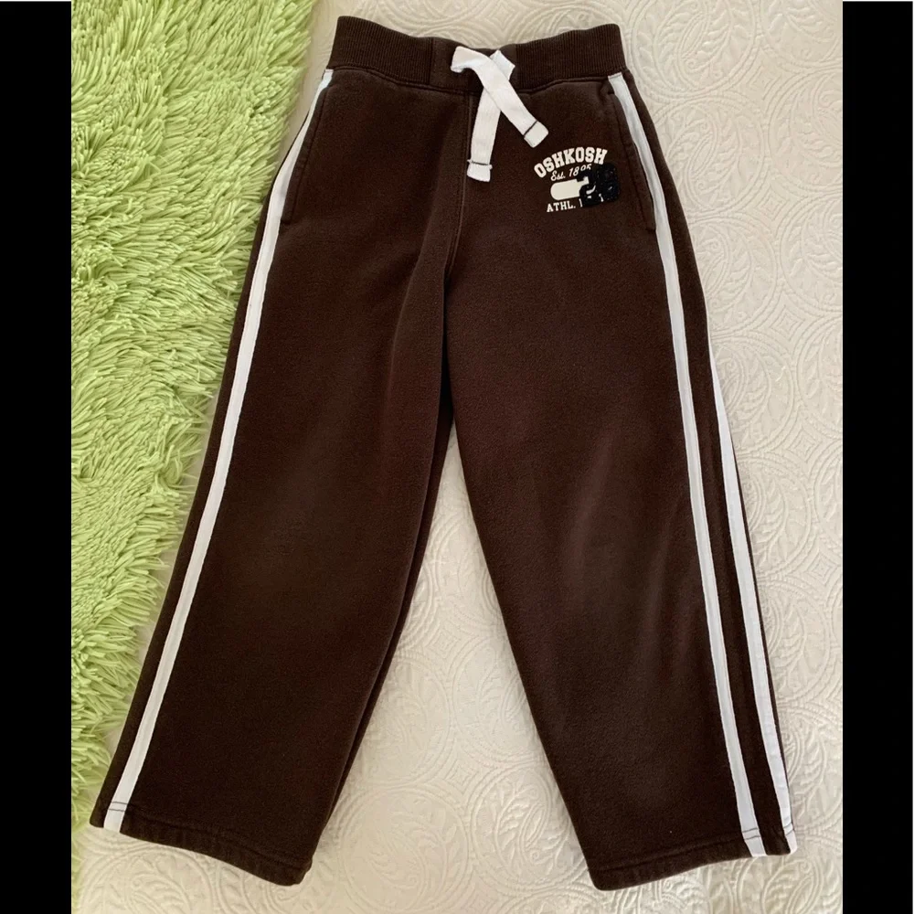 OshKosh B’Gosh Sweatpants Boys Size 6 Brown Striped Thick Comfortable Pockets